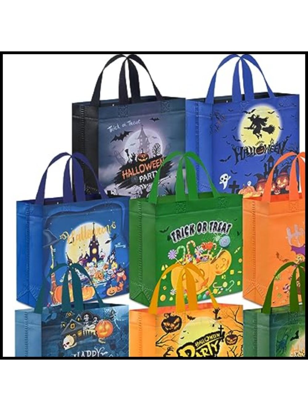 Halloween Trick or Treat Bags 8 Pc Non-Woven Candy Tote with Handles